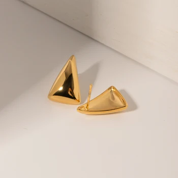 Auksiniai madingi nerūdijančio plieno metalo tekstūruoti lygūs trikampio formos auskarai moterims Aukštos kokybės juodinti žavesio papuošalai