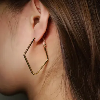 Auksinis lankas Korėjos geometrija Metaliniai auskarai Moterims Mados papuošalai