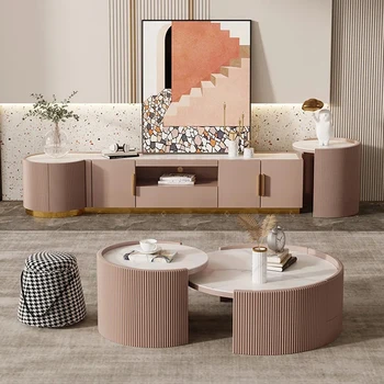 Aukštas Aukštos klasės svetainė Kavos staliukas TV spintelė Nauja postmoderni minimalistinė roko mada Tavolino da Salotto namų baldai