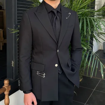 Aukščiausios kokybės juodaodžiai vyrai Blazer Hombre Mariage Homme Personalizuotas vakarėlių suknelės stilius Vyrai Universalus kostiumas Paltas Blazer Hombre Gentleman