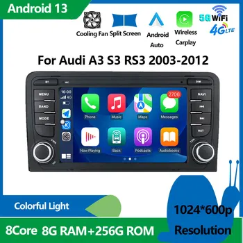 Auto Android 13 Car Radio Multimedia GPS vaizdo grotuvas Belaidis Carplay GPS Bluetooth Wifi RDS skirtas Audi A3 S3 RS3 2003-2012