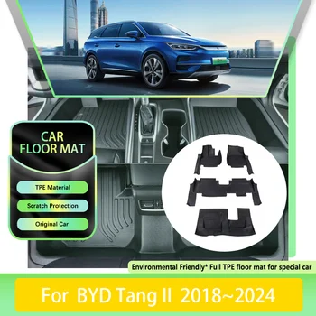 Automobiliniai grindų kilimėliai BYD Tang II DM-i DM-p Tan EV 2018 ~ 2024 Nešvarumams atsparios odinės pagalvėlės TPE kilimėliai LHD pėdų kilimai Auto priedai