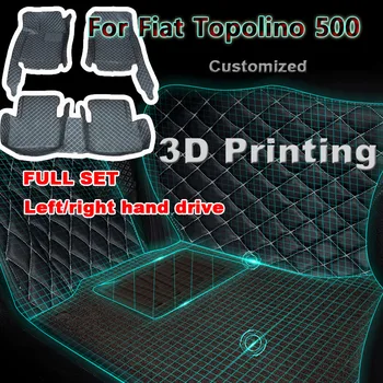 Automobiliniai grindų kilimėliai Fiat Topolino 500 2012 2011 Automobilių salonų aksesuarai Stilius Pasirinktiniai odiniai priekinės ir galinės pusės kojų kilimėliai