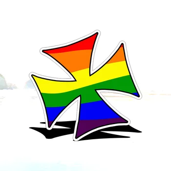 Automobilio lipdukas geležiniam kryžiui su LGBT gėjų pasididžiavimu Vaivorykštės vėliavos motyvas Išorinis vinilas JDM Visureigis 4X4 Lango lipdukas