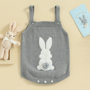 Baby Girl Boy Easter Apranga Bunny Berankovi megztas megztinis Romper Rabbit naujagimis Velykų megztiniai megztiniai