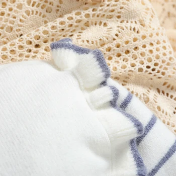 Baby Girl ilgomis rankovėmis megztas megztinis Romper Kūdikis Naujagimis Rauktas dryžuotas kombinezonas Rudens žieminiai drabužiai