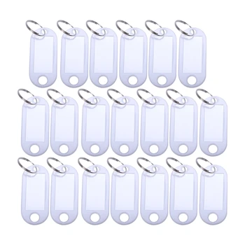 baltos spalvos nešiojamos plastikinės raktų pakabuko raktų etiketės ID etiketės 20 vnt