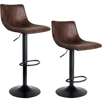 baro kėdės retro rudos nemokamo pristatymo baro kėdės 360° pasukamos baro kėdės su atlošu Modernus baro virtuvės prekystalio aukštis