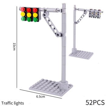 Baseplate City Road Street Šviesoforai Pagrindinė plokštė Statybiniai blokai Mini modelis Suderinamas su visais prekės ženklais Miesto signalo šviesos žaislai