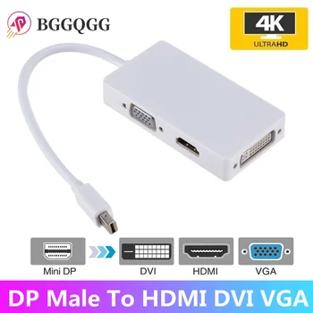 BGGQGG 3 in 1 DisplayPort DP į HDMI suderinamas DVI VGA adapterio kabelis 1080P keitiklio jungtis kompiuterio projektoriui HDTV nešiojamas kompiuteris