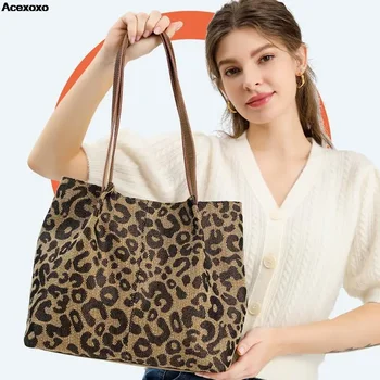 Big bag leopard print tote large capacity fashion casual 2023 naujas vieno peties priemiestinis krepšys