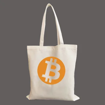 Bitcoin BTC kriptovaliuta Kriptografinis blokų grandinės grafikas Drobė Mada Pečių krepšys Studento moteriška rankinė Daugkartinio naudojimo pirkinių krepšiai