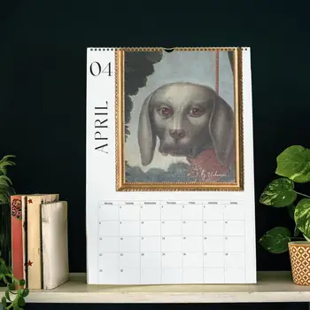 Bjaurūs šunys Renesanso paveiksluose Kalendorius 2024 Kūrybinis viduramžių šunų sienų meno dekoro kalendorius Siena Kabantis mėnesio kalendorius Naujas