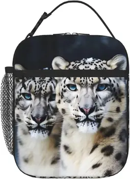 Blue Eyed Snow Leopard izoliuotas pietų krepšys vandeniui atsparus pietų tote daugkartinio naudojimo priešpiečių dėžutė aušintuvo krepšys darbo biuro pikniko kelionėms