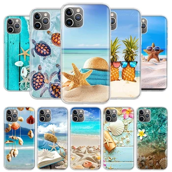 Blue Wood Seashells Sea Star Cover Telefono dėklas, skirtas iPhone 15 14 13 12 11 Pro 7 x 8 6S Plus XS MAX + XR Ultra Mini SE 5S Coque She