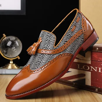 Brogue batai Vyrai Oficialus italų prekės ženklas Verslo batai Vyrai Oksfordo batai Odinė Coiffeur suknelė Elegantiški batai vyrams Erkek Ayakkab