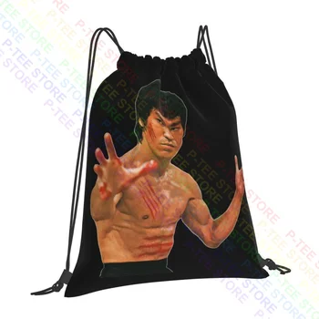 Bruce Lee Red Scratches White Ships Drawstring Bags Gym Bag Gym Beach Bag Sports Bag Multi-function