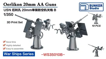 BUNKER WS35010B USN Oerlikon 20mm AA Guns (B) (Plastikinis modelis)