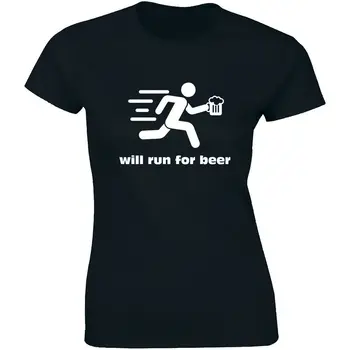 Bėgs už alų Moteriški marškinėliai - Juokingi bėgimo lenktynių gėrimo marškinėliai