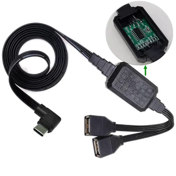 C tipo OTG kabelio adapteris, 1 vyriškas kištukas į 2 USB2.0 moterišką, Dvigubas duomenų perdavimo keitiklis 20CM 30CM 40CM