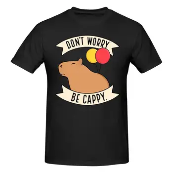 Capybara Don't Worry Be Cappy T Shirt Cotton Crewneck Custom marškinėliai trumpomis rankovėmis