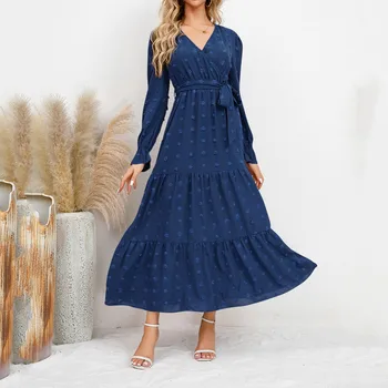 Casual Solid Color Lantern Sleeve Buttons Sexy Side Split Maxi suknelė moterims Office Lady Ruffles Woman Long Dreses Vestidos