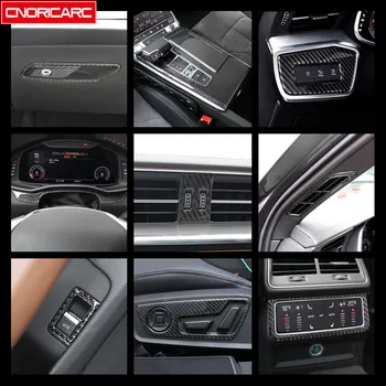Centrinis pavarų perjungimo skydelio dangtelio apdaila Audi A6 C8 A7 2019 Carbon Fiber Car Center Console Air Outlet rėmo apdailos lipdukai