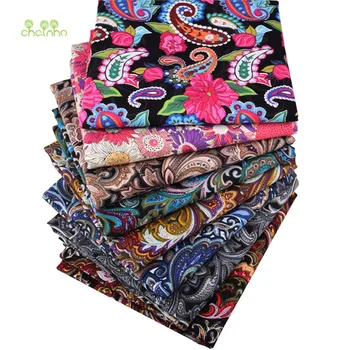 Chainho,Printed Plain Pyve Poplin Cotton Fabric,Pasidaryk pats dygsniavimo siuvimo medžiaga,Patchwork audinys,Gėlių serija,2 SpecifikacijaQPC68
