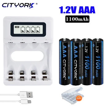 CITYORK 1.2V baterija AAA ir AA įkraunamos baterijos aa aaa baterija 2A 3A fotoaparato pelei + LCD aa aaa įkroviklis greitas įkrovimas