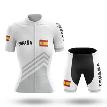 Classic Spain White Women's Short Sleeve Professional Team Cycling Jersey Set Eco-Friendly Wear Bike drabužių kostiumas