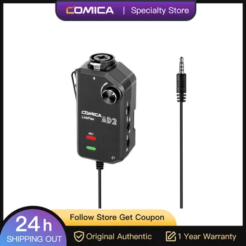 Comica LINKFLEX AD2 XLR/ 6.35mm garso ruošinio adapteris su 48V fantominės galios gitaros sąsajos mikrofono ruošiniu DSLR kameroms