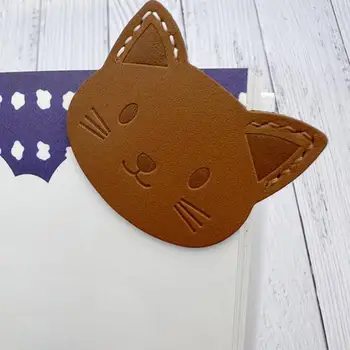 Creative Cat Cartoon Leather Bookmark Cat Head Bookpage Folder Cute Style Book Reading Panumeration Folder Book Label