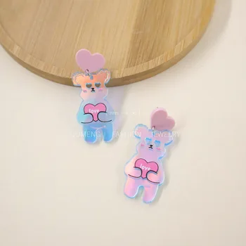 Creative Cute Candy Spalvingas gyvūnas Gummy Bear auskarai Minimalizmas Animacinių filmų dizainas Moteriški ausų kabliukai Danglers Papuošalai Vaikų dovana