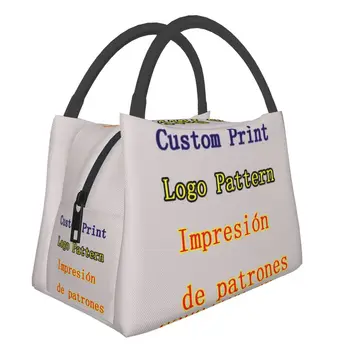 Custom Pattern Print Thermal Lunch Bag Women Portable Insulated Cooler Bag Picnic Office Daugkartinio naudojimo supakuota pietų dėžutė Tote maišeliai