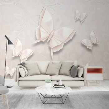 Custom Photo Wallpaper Beautiful 3D Relief Butterfly Wall PaperLiving Room TV sofa Bedroom Home Decor Papel De Parede 3D