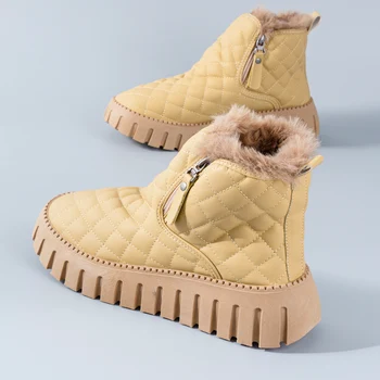 Damyuan 2023 Žieminiai sniego batai Žieminiai minkšti šilti medvilniniai batai su pliušiniais mergaičių kailiniais zomšiniais batais Kvėpuojantys princesės retro batai