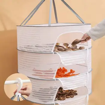 Daugiasluoksnis džiovinimo krepšys Efektyvi oro cirkuliacija Džiovinimo stovas sulankstomas pakabinamas tinklelis Džiovintuvas su U formos užtrauktuku Dizainas maistui