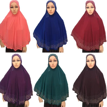 Deimantai Šalikas Moterys Musulmonų malda Hidžabas Virš galvos Khimar Ramadan Eid Long Hijabs One Piece Amira Niqab Nikab Islamo Burqa įvyniojimas