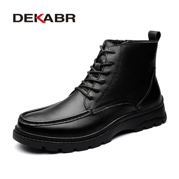 DEKABR Žieminiai juodi odiniai patogūs vyriški batai Mada Prabangus prekės ženklas Vyriški batai Naujo dizaino klasikinio stiliaus vyriški laisvalaikio batai