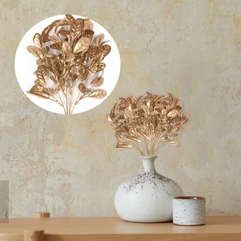 Dirbtinių lapų modeliavimas Puokštė Auksinis vakarėlis Vestuvių šventė Gėlių kompozicija Plastikiniai namų dekoro papuošalai