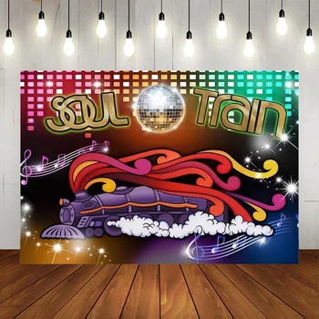 Disco ball fantasy spalvotas taškas neoninio kadro fonas Su gimtadieniu vakarėlis pobūvių salė mažas traukinio muzikos rekvizitas dekoruota reklamjuostė