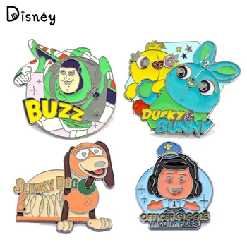 Disney Žaislų istorijos sagė Buzz Lightyear Ducky And Bunny Slinky Dog Metal Emalio ženkliukas Smeigtukas Drabužių kuprinė Priedai Dovanos