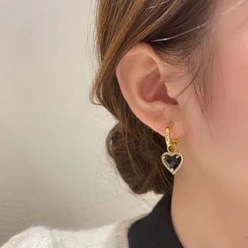 Dizainerių mados cirkono krištolo lašo auskarai moterims Korėjos vintažiniai estetiniai aukso spalvos auskarai Prabangios papuošalų dovanos