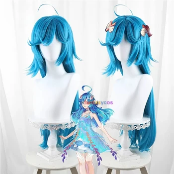 Dolia Cosplay perukų žaidimas Honor of Kings Anime 80cm Blue Heat Resistant Synthetic Hair Halloween Role Play Party Prop priedas