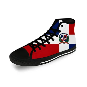 Dominikos Respublika Pasididžiavimo vėliava Patriotinis laisvalaikio audinys 3D spausdinti Aukštakulniai drobiniai batai Vyrai Moterys Lengvi kvėpuojantys sportbačiai