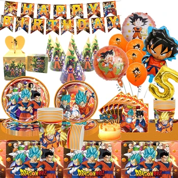 Dragon Ball Z gimtadienio vakarėlio dekoracijos Son Goku vakarėlis Palankiai vertina staltiesės puodelius Lėkštės Kūdikio dušo reikmenys Nemokamas pristatymas Prekės