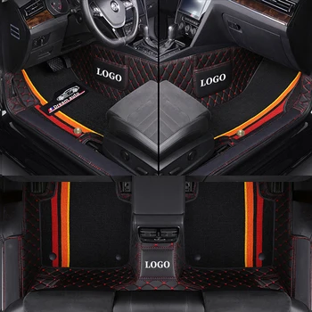 Dvigubi automobilių grindų kilimėliai Mitsubishi lancer 2009-2017 Odinis šenilo automobilių kilimėlis Pilnas komplektas Interjero aksesuarai Individualus logotipas Kilimas