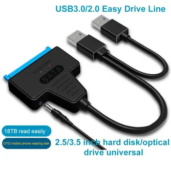 Easy Drive Line USB 3.0 To Sata su nuolatinės srovės maitinimo prievadu Mechaninis kietojo kūno kietojo disko adapterio linija USB2.0 lengva disko linija