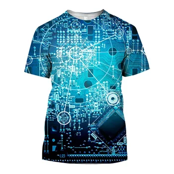 Elektroninis lustas CPU grafiniai marškinėliai vyrams Drabužiai Trikotažiniai marškinėliai Juokingi 3D plokštės pagrindinė plokštė Pagrindinė plokštė Trumpomis rankovėmis trišakiai