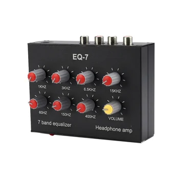 EQ-7 automobilio garso ausinių stiprintuvas 7 juostų EQ ekvalaizeris 2 kanalų skaitmeninis garso ekvalaizeris